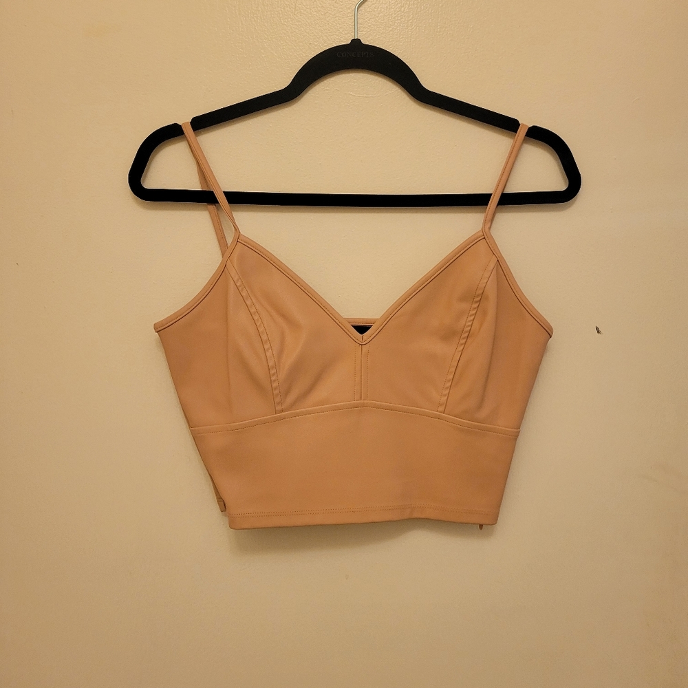 Aqua Vegan Leather Crop Top